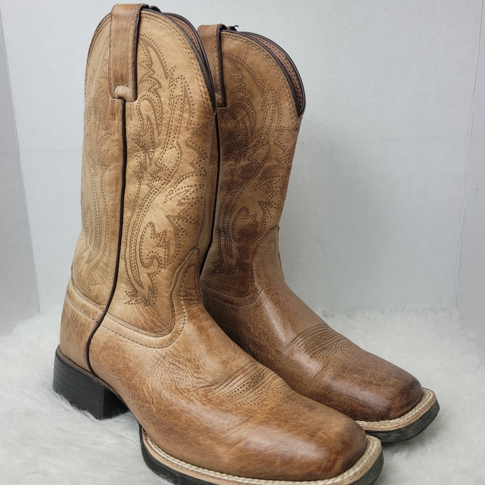 Nocona Competitor Brown Leather Cowboy Western Boots Womens Size 7.5 B  NL1702